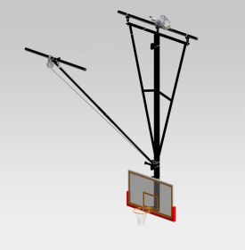 CEILING SUSPENDED FORWARD FOLD, FRONT-BRACED BACKSTOP