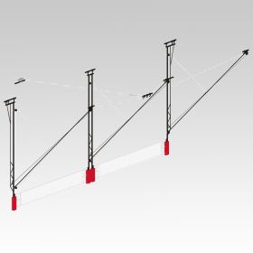 POWR-NET DUAL COURT OVERHEAD SUPPORTED FOLD-UP VOLLEYBALL SYSTEM W/O JUDGE'S STAND