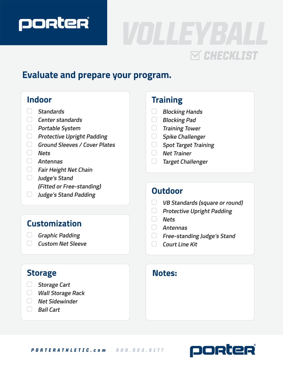 Volleyball Equipment Checklist